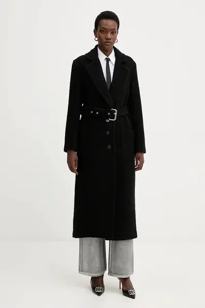 Kabát s příměsí vlny Pinko černá barva, 105695 A2UB