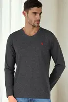 T9587 DEWBERRY V-NECK MEN'S LONG SLEEVE T-SHIRT-ANTHRACITE