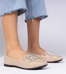 Gemre Champagne Glitter Loafers with Rhinestones Sawelia