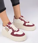 Gemre Burgundy women's sneakers with a glitter heart Laira