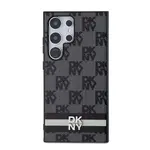 Zadní kryt DKNY PU Leather Checkered Pattern and Stripe pro Samsung Galaxy S24 Ultra, černá