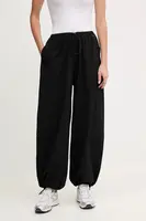 Kalhoty Calvin Klein Performance dámské, černá barva, široké, high waist, LVGWF5P616