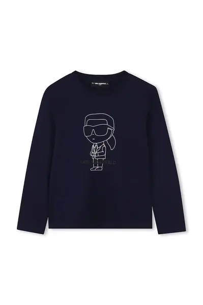 Dětské bavlněné tričko s dlouhým rukávem Karl Lagerfeld