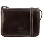 Dámska kožená crossbody tmavo hnedá - Delami Vera Pelle Satyrana
