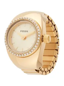 FOSSIL Prsteň  zlatá / čierna / priehľadná