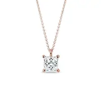 Náhrdelník s laboratorním diamantem v brusu princess KLENOTA