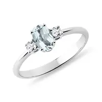 Akvamarínový zlatý prsten s diamanty KLENOTA