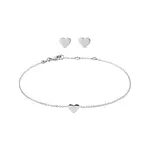 Set srdíčkových náušnic a náramku v bílém 14k zlatě KLENOTA