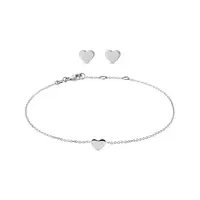 Set srdíčkových náušnic a náramku v bílém 14k zlatě KLENOTA