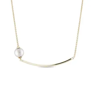 Náhrdelník s perlou ve žlutém 14k zlatě KLENOTA