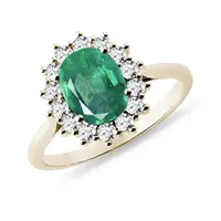 Prsten se smaragdem a brilianty ve zlatě KLENOTA
