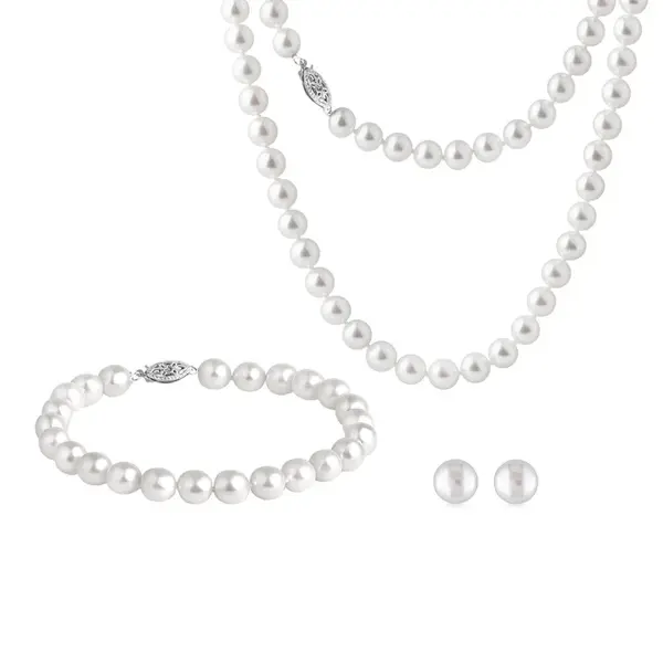 Perlová sada šperků v bílém zlatě KLENOTA