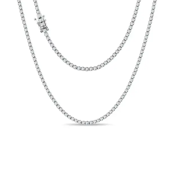 Diamantový tenisový náhrdelník v bílém zlatě KLENOTA