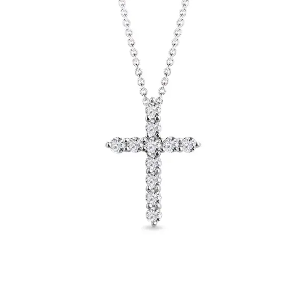 Diamantový prívesok krížik z bieleho zlata KLENOTA