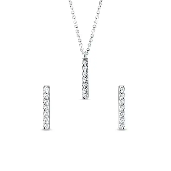 Súprava šperkov z bieleho zlata s diamantovou tyčinkou KLENOTA