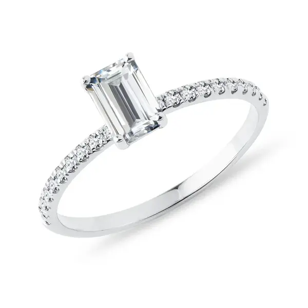 Prsteň z bieleho zlata s diamantom KLENOTA