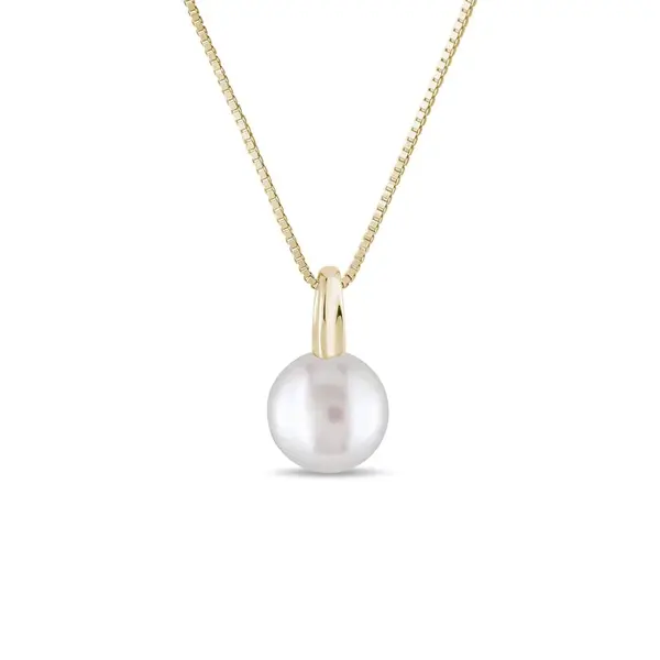 Náhrdelník zo žltého zlata so sladkovodnou perlou KLENOTA