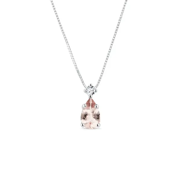 Prívesok z bieleho zlata s morganitom a diamantom KLENOTA