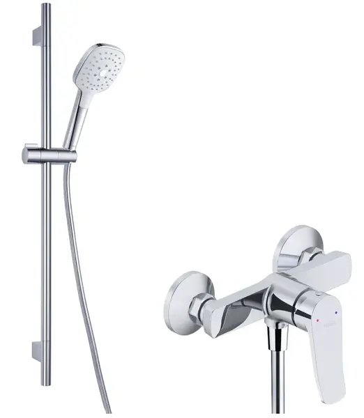 kielle Nefia - Sprchový set s batériou, tyčou, hadicou a sprchovou hlavicou, chróm 20627SN80