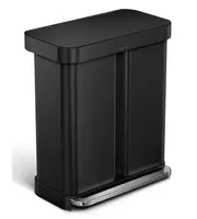 Simplehuman Koše - Odpadkový kôš na triedený odpad, s priehradkou na vrecia, 58 l, matná čierna CW2093