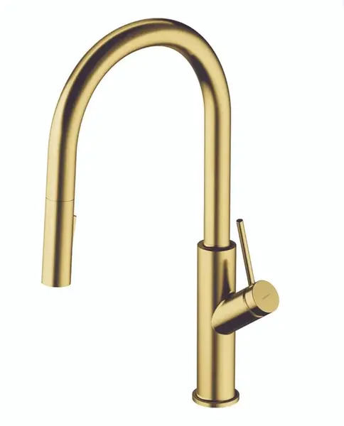 OMNIRES Bend - Dřezová baterie s výsuvnou sprškou, kartáčovaná mosaz BE6455BSB