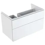 Geberit Xeno 2 - Skrinka pod umývadlo 90 cm, s odkladacou plochou, zásuvka s LED svietidlom, lesklá biela 500.515.01.1