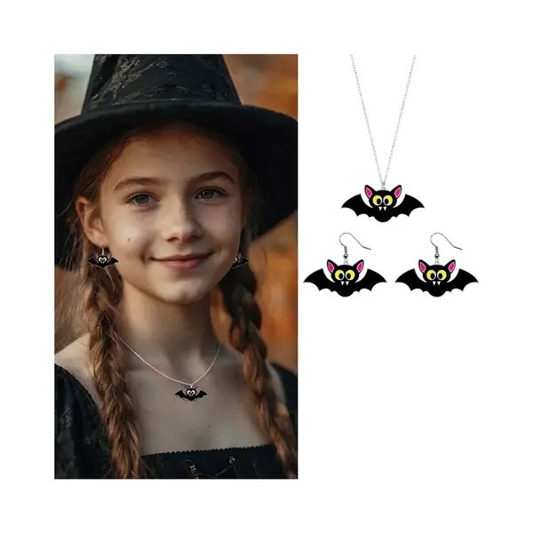 Detské náušnice a náhrdelník - netopiere ALBI