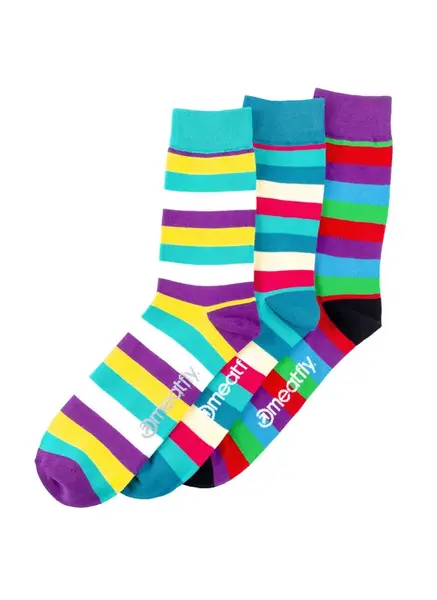 Meatfly ponožky Dark Small Stripe socks Triple Pack | Mnohobarevná | Velikost S/M