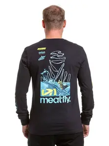 Meatfly pánské tričko s dlouhým rukávem Dakar Blue/Black | Modrá | Velikost XL