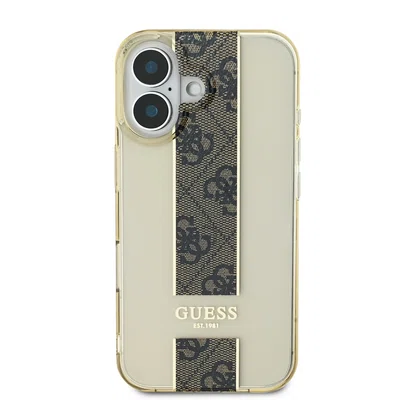 Zadní kryt Guess IML Middle 4G Stripe pro Apple iPhone 16, hnědá