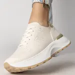 Gemre Beige sports sneakers with a gold insert Lenkuta