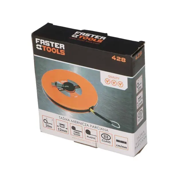 Pásmo měřící popruhové 20 m, FASTER TOOLS