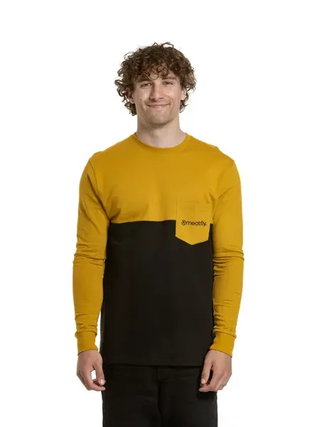 Meatfly pánské tričko s dlouhým rukávem Harvey Mustard / Black | Černá | Velikost XXL | 100% bavlna