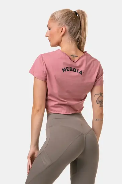 Nebbia Volný Fit & Sporty crop top 583 , L, růžová