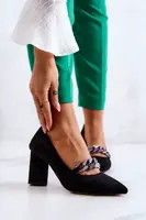 S. BARSKI Semišové lodičky S řetízkem černý Alamoss