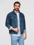 Ombre Men's denim katana jacket with washem - blue