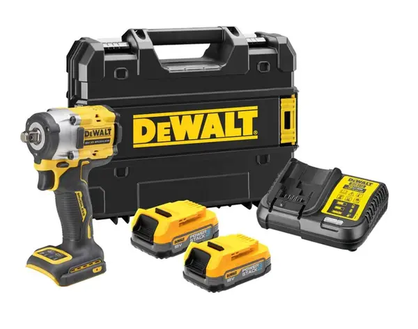 DeWALT Nářadí - 18V AKU rázový utahovák, 2x aku 1,7 Ah POWERSTACK, nabíječka DCF921E2T