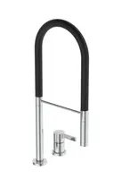 Ideal Standard Gusto - Dřezová baterie s flexibilním ramenem a sprškou, 2-otvorová instalace, chrom/černá BD425AA