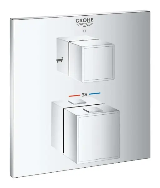 Grohe Grohtherm Cube - Termostatická baterie pod omítku pro 2 spotřebiče, chrom 24155000