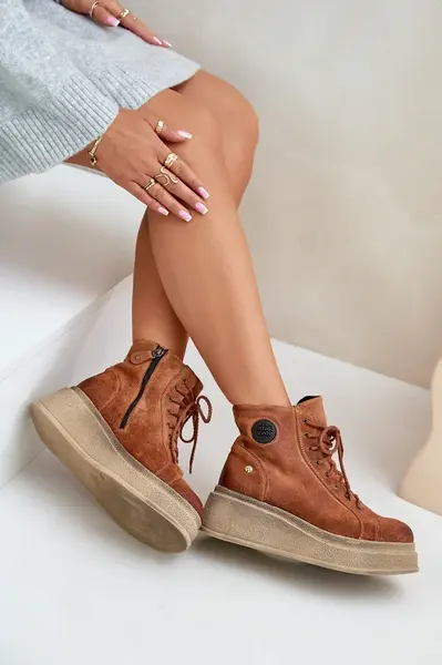 Semišové Topánky Na Masívnej Platforme Maciejka