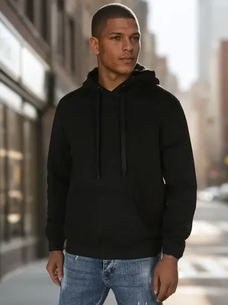 Čierna pánska mikina s kapucňou