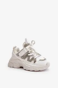 Children's sneakers with crystals white Rianalla