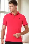 T9586 DEWBERRY MEN'S POLO NECK T-SHIRT-FUCHSIA