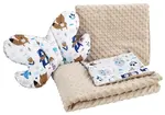 Medi Partners Quilt set with a stroller pillow + butterfly - Animals in the forest + beige minky