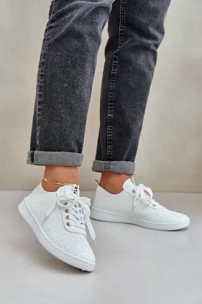 PS1 Dámske Ažúrové Šnurovacie Tenisky Svetlo Béžové Carinel