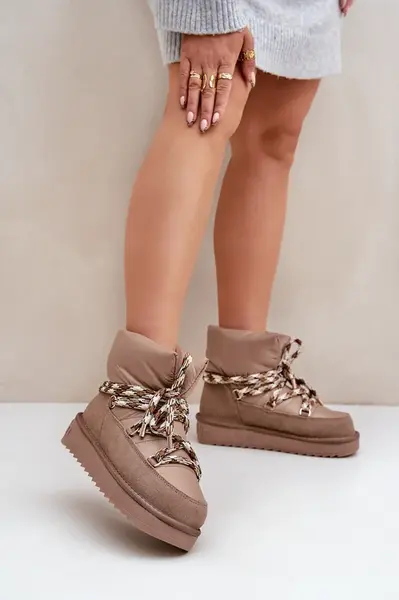 Semišové Zimné Čižmy Pre Ženy S Hrubým Šnurovaním D.Franklin