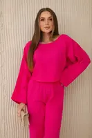 Muslin ensemble blouse + fuchsia trousers