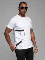 Ombre Men's cotton jersey t-shirt with large side lettering - white