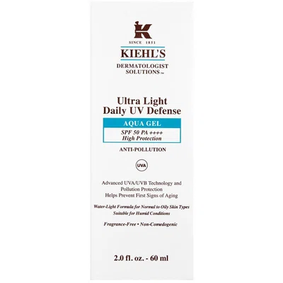Kiehl's Dermatologist Solutions Ultra Light Daily UV Defense Aqua Gel SPF 50 PA++++ ultra lehký ochranný fluid pro všechny typy pleti včetně citlivé S
