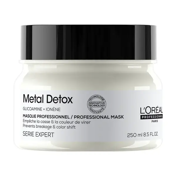 L'Oréal Professionnel Maska pre farbené a poškodené vlasy, pre lesk vlasov, dlhšie trvajúcu farbu, bohatá textúra Serie Expert Metal Detox (Profession
